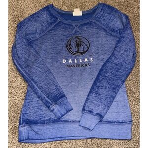 Dallas Mavericks NBA Women's Blue Burnout Retro Logo Fleece Crewneck Medium